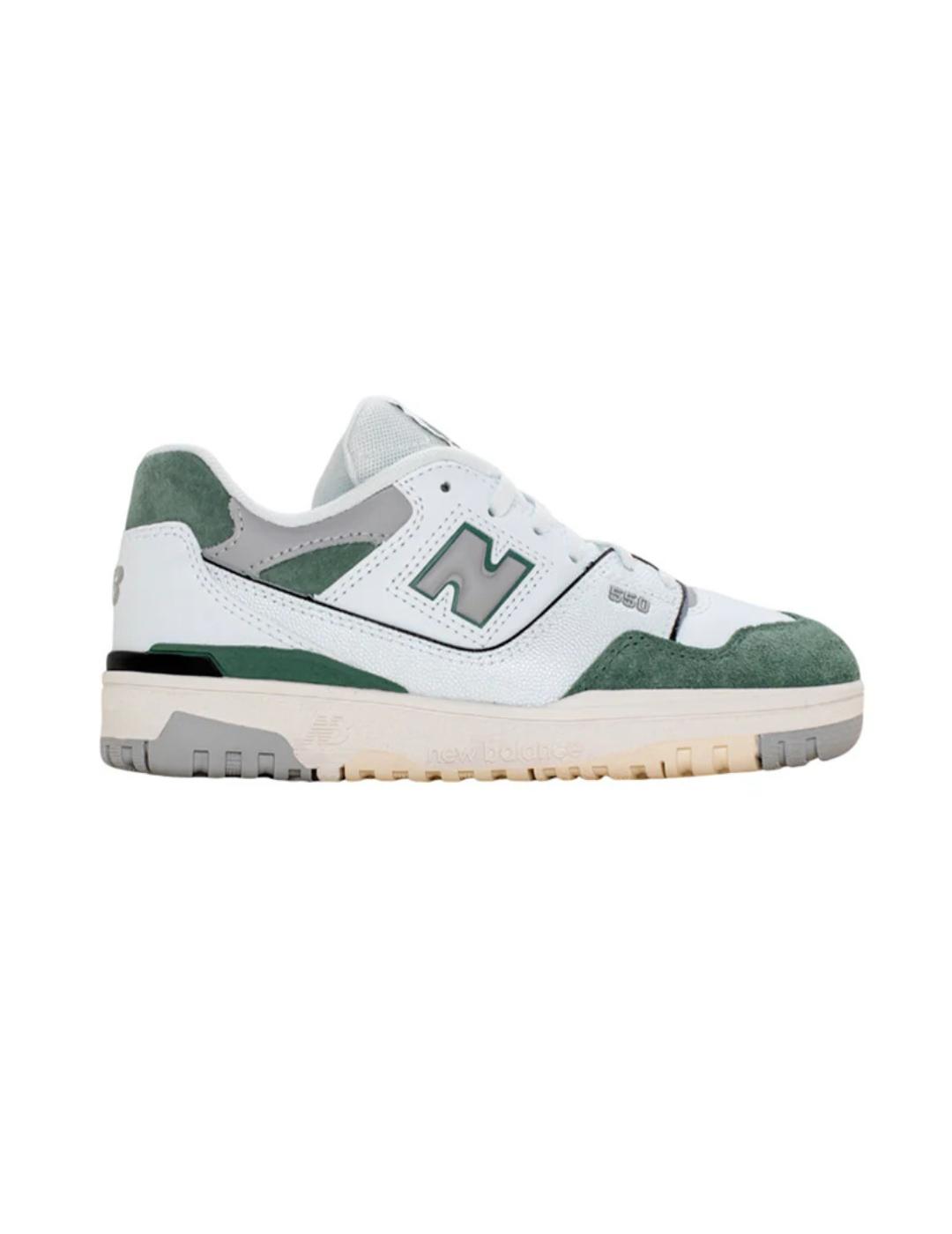 Zapatillas new balance psb550by blanco verde de niño.