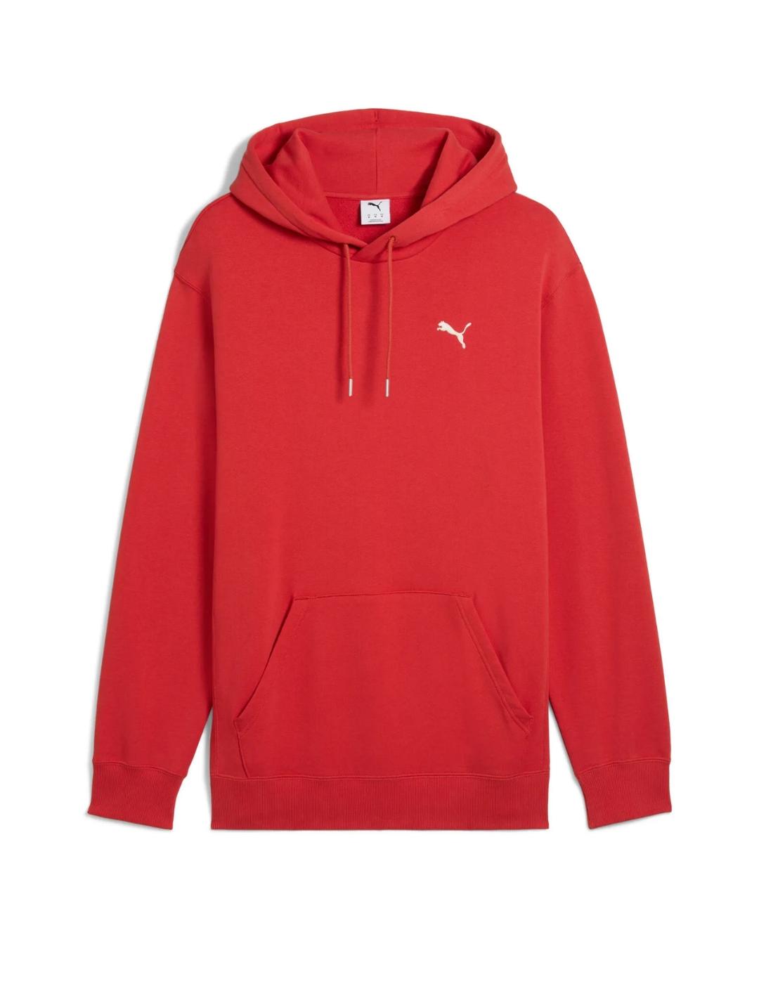 sudadera puma wardrobe ess rojo fuego de hombre.