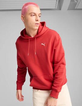 sudadera puma wardrobe ess rojo fuego de hombre.