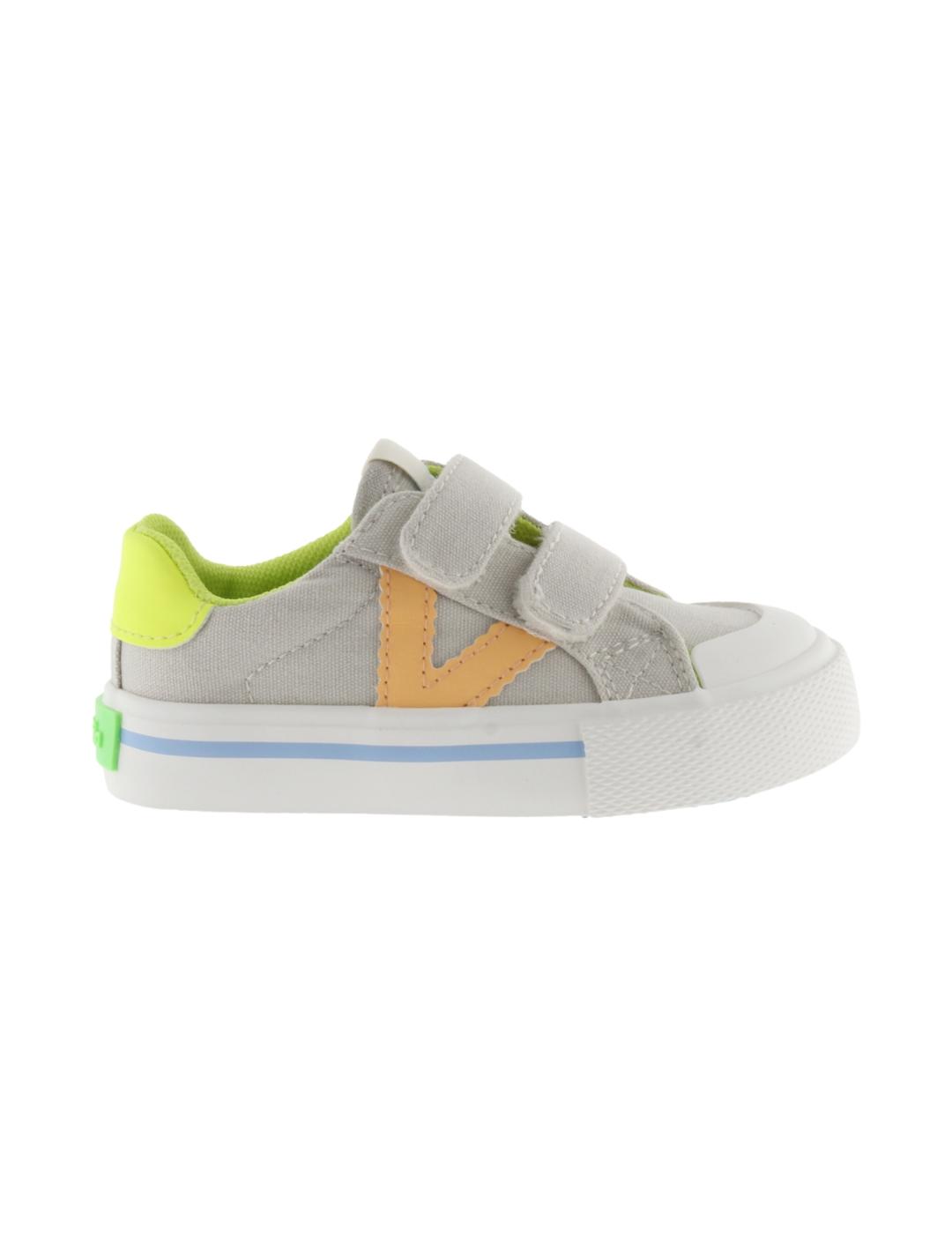 Zapatillas victoria tribu lona gris beige de niño.