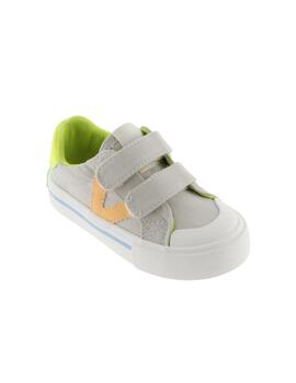 Zapatillas victoria tribu lona gris beige de niño.