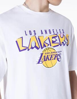 Camiseta new era Lakers graphic oversized blanco de hombre.