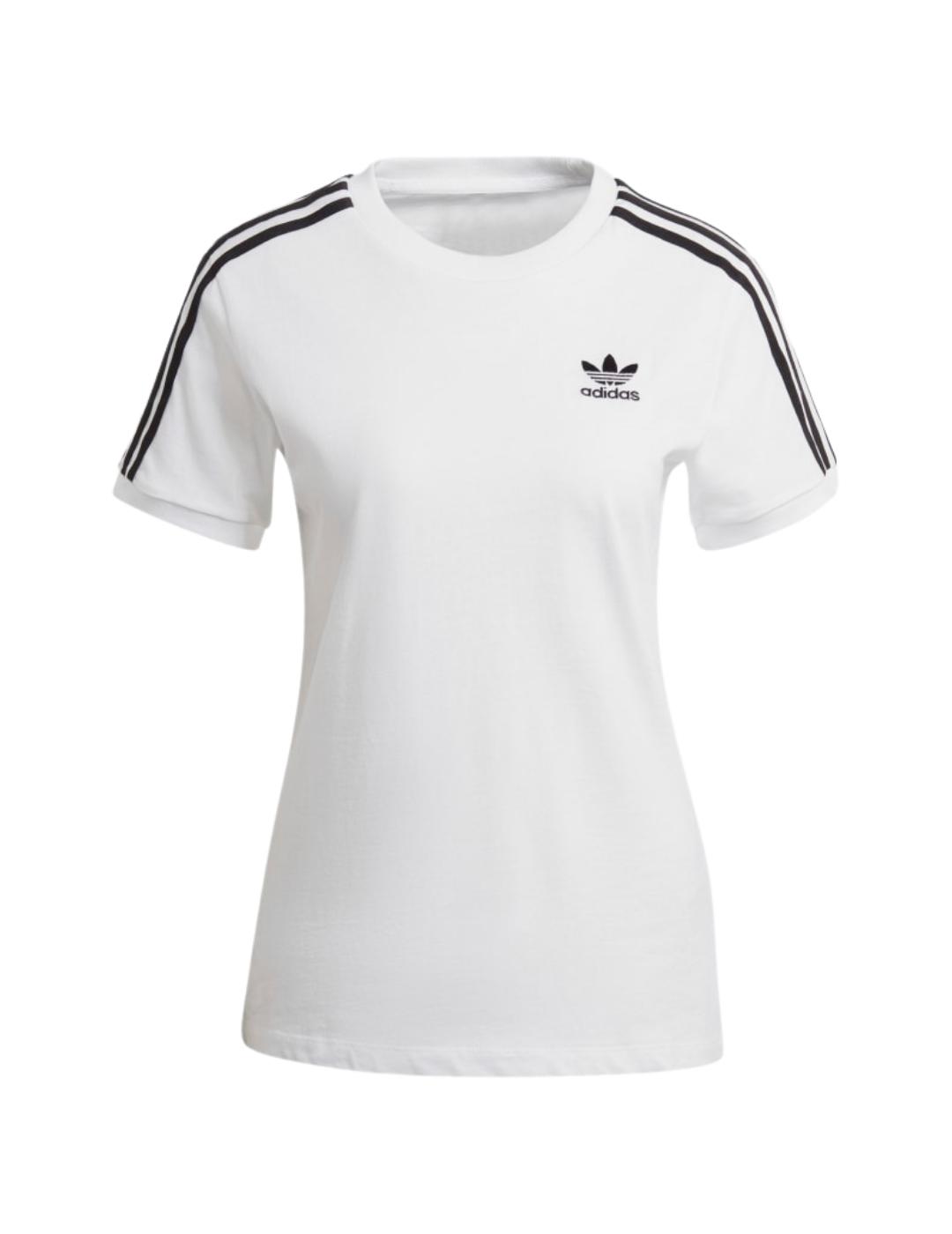 orar Montaña teatro camiseta adidas 3 stripes blanco de mujer.